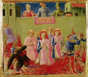 SS. Cosmas und Damian zum Scheiterhaufen verurteilt, Predella aus dem Annalena-Altarbild, 1434